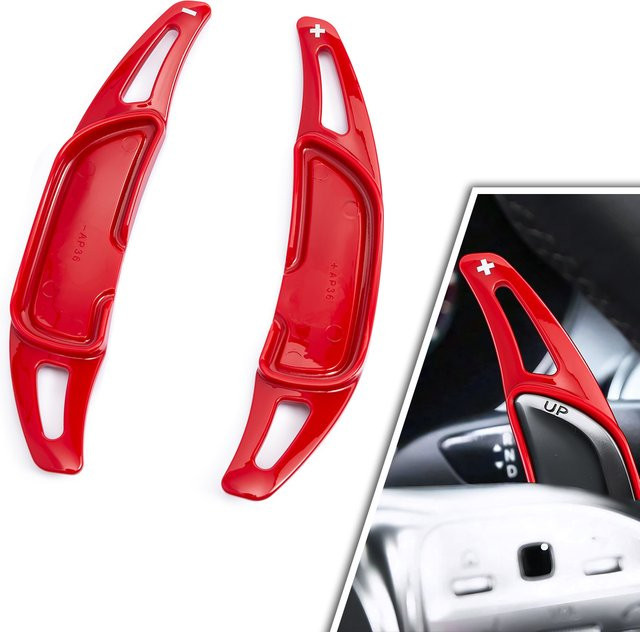 Paddle Shifter Verlängerung Zierleisten in Rot für Mercedes-AMG A35 A45 C43 C63 E53 E63 S65 CLA35 GLA45 GLS63 - Bild 1