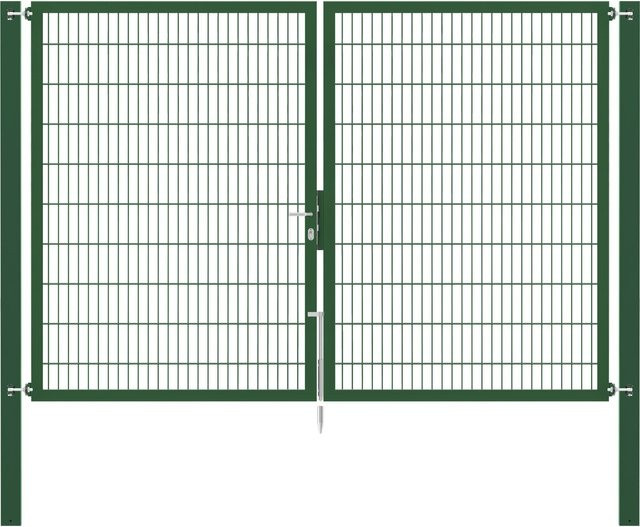 Doppeltor Flexo Plus in Grün mit Pfosten, Breite: 300 cm, Höhe: 200 cm, Pfosten B/T: 100 x 100 cm - Bild 1