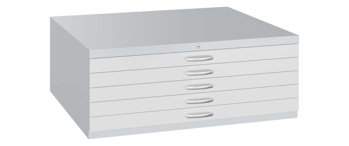 BIGBOXX Planschrank Premium aus Metall in Weiß mit Türen, Schubladen und Schloss - Bild 1