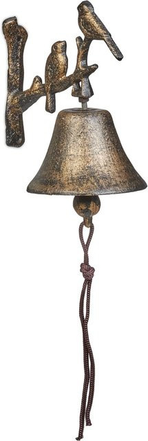 Relaxdays Türglocke aus Gusseisen mit Vogel Motiv in Bronze und Gold im Vintage Design, B: 20 cm, T: 10 cm, H: 13 cm - Bild 1