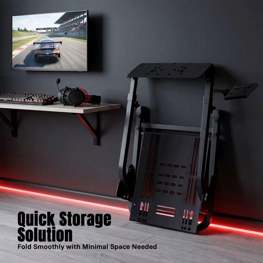 Bymaocar Faltbarer Rennradständer für Sim Racing Pedale in Schwarz oder Blau, kompatibel mit Logitech G25 G27 G29 G920 G923 TX F458 T500RS, Fanatec Clubsport und Simcube - Bild 4