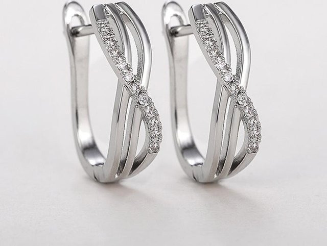 YIRAN Jewelry Creolen, Kupfer, Weiß, Zirkonia, Damen - Bild 1