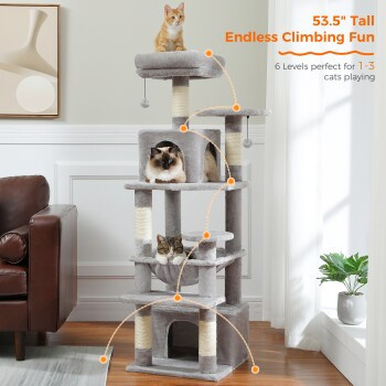 Pawz Road Katzenbaum grau mit Hängematte und Höhle, Höhe: 136 cm - Bild 3