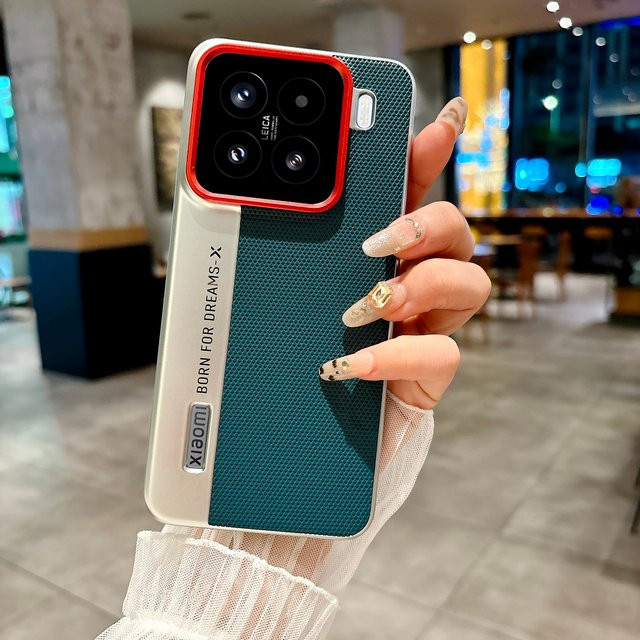 Stoßfeste Handyhülle mit galvanisierter Textur und Farbblock-Design für Xiaomi 15, 15 Pro, 14 und 14 Pro in Multicolour und Blau - Bild 1