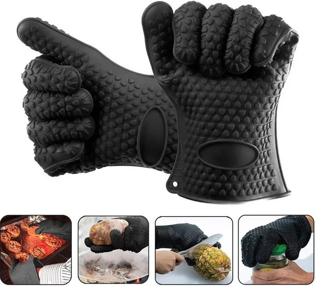 HOCOSHINE Hitzebeständige Silikon Handschuhe für Küche und Grill in Rot oder Schwarz - Bild 1