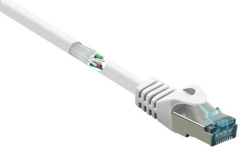 Renkforce RJ45 Patchkabel CAT 6a S/FTP Ethernet LAN Weiß, Länge: 0,50 m - Bild 1