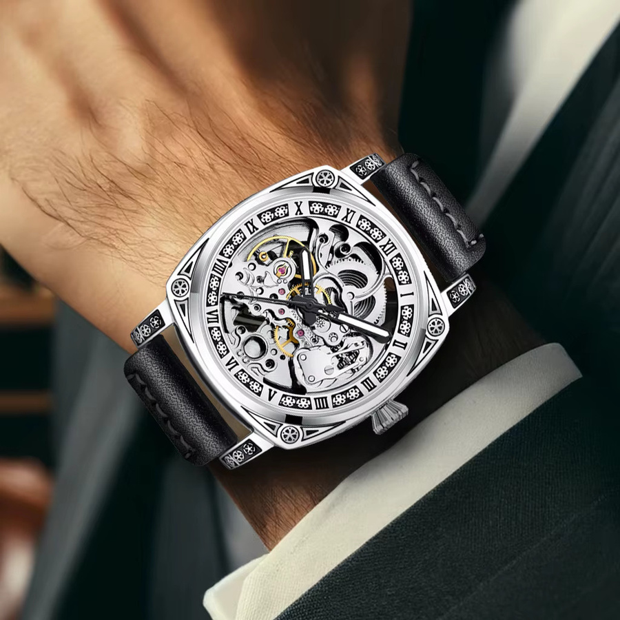 CAROTIF Armbanduhr Automatik, Edelstahl, Silber, Schwarz, Herren - Bild 2