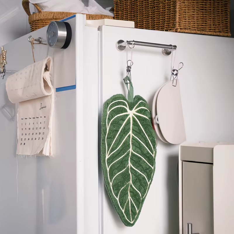QCQHDU Waschbare Pflanzenhandtücher mit Blätter-Design in Grün für Küche und Badezimmer - Bild 3