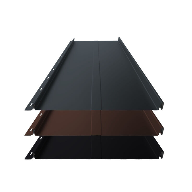 Stehfalz Panel Retro 25 von Blachotrapez GmbH aus Aluminium in Anthrazit für Dach und Wand, Breite: 34 cm, Materialstärke: 0,60 mm, Prägung 25 µm Matt - Bild 1