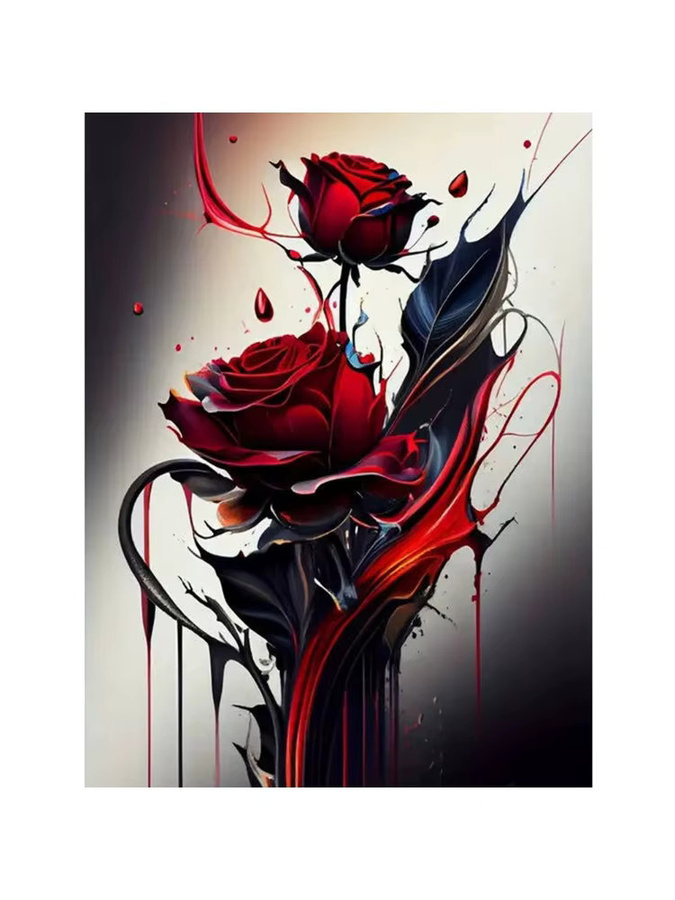 YUTTEE Diamant-Stickerei Set mit roter Rose als DIY Acryl-Malerei und Diamant-Mosaik, B/H: 20 x 30 cm - Bild 3