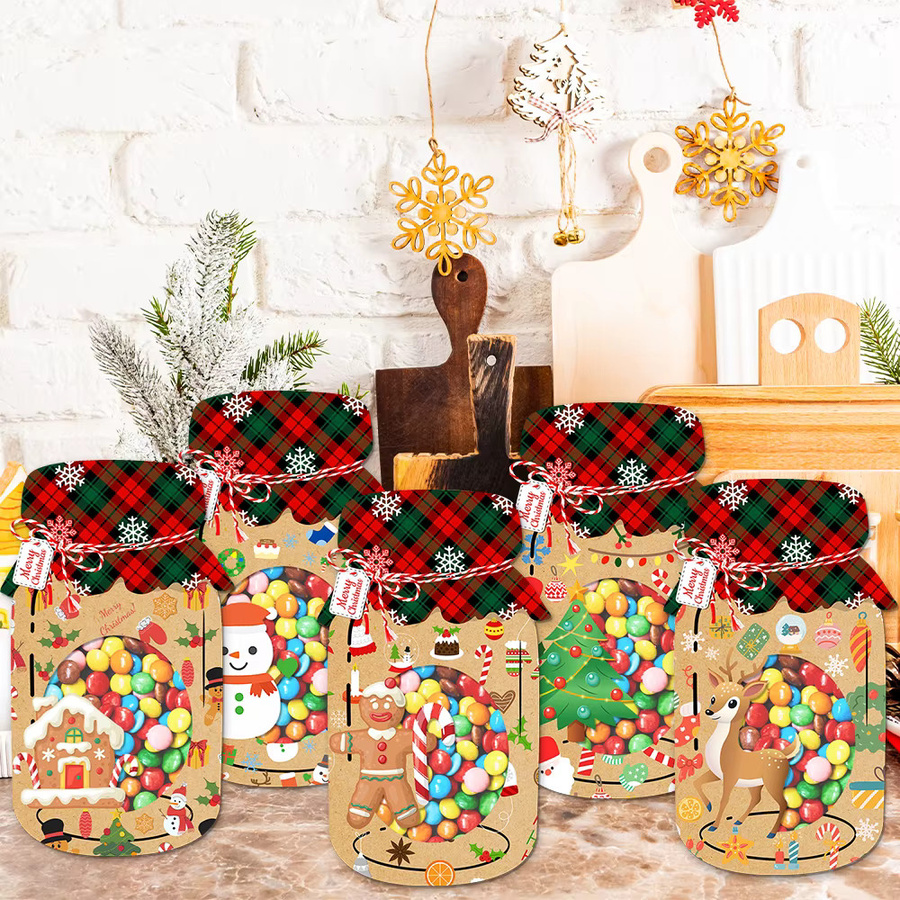 9er Set joy-enlife Weihnachtliche Geschenktüten und Etiketten aus Papier in Mehrfarbig für Weihnachtsdekoration und Party-Gastgeschenke - Bild 2