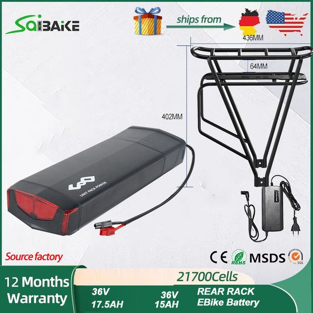 LG/DC 18650 E-Bike Akku mit Gepäckträger in Schwarz für Bafang Motoren von 250 W bis 1000 W - Bild 1