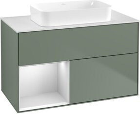 V&B Waschtischunterschrank Finion mit Wandbeleuchtung, Farbe Weiß lackiert, B/T/H: 100 x 60,3 cm - Bild 1