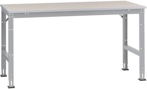 Manuflex Universal Standard Arbeits-Anbautisch mit Melaminplatte in Alusilber, B/T/H: 175 x 100 x 76-87 cm - Bild 1
