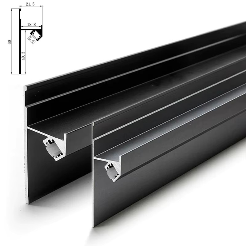 Ksdligh Aluminium LED Profil für die versteckte Trockenbau-Fußleiste in Schwarz und Silber mit warmweißem Licht - Bild 5
