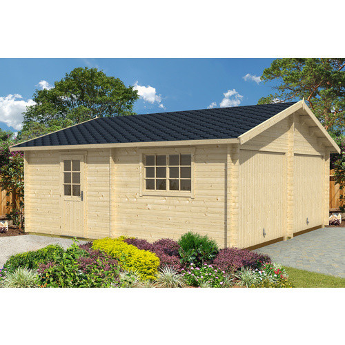 Lasita Maja Doppel-Holzgarage Falkland mit Schwingtor in Natur, B/T: 575 x 575 cm - Bild 2
