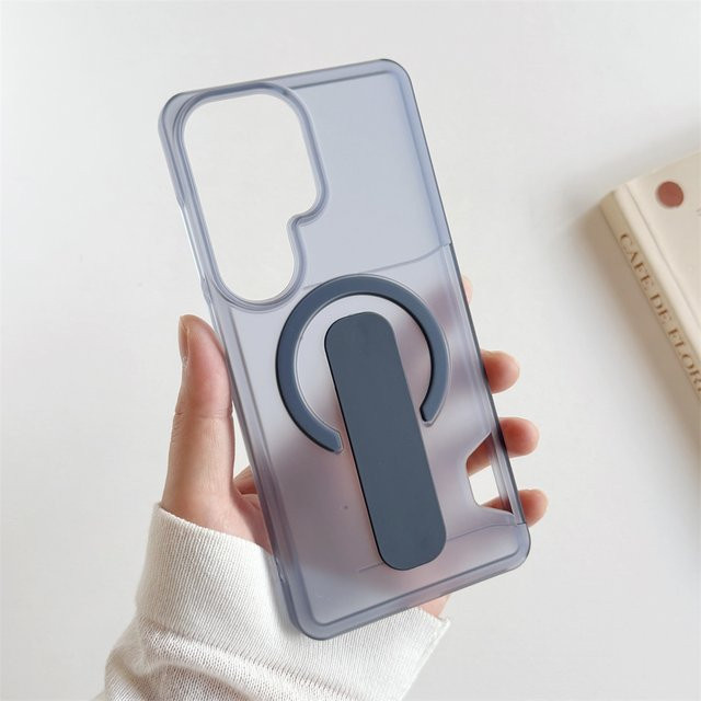 Matte Kartenfach-Handyhülle von lolozzx mit Magnetverschluss und weicher Silikon-Fingerhalterung für Samsung S26 Ultra, S25 Ultra und S24 Plus in Blau oder Transparent - Bild 1