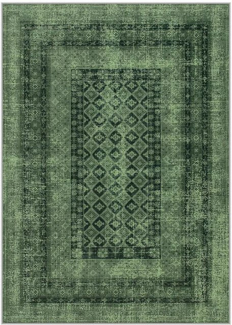 Lodestar Daisy Waschbarer Vintage Teppich in Grün mit floralem Design, B/T: 80 x 120 cm - Bild 1