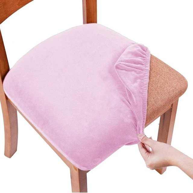 Bestbags Samt Stuhlhussen für Esszimmer in Pink, elastische und schmutzabweisende Sitzbezüge für Hochzeitsstühle - Bild 1