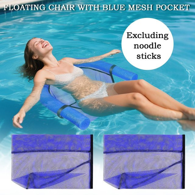 Poolseitige Schwimmstühle aus blauem Dacron-Netzstoff für Entspannung und Poolpartys - Bild 1