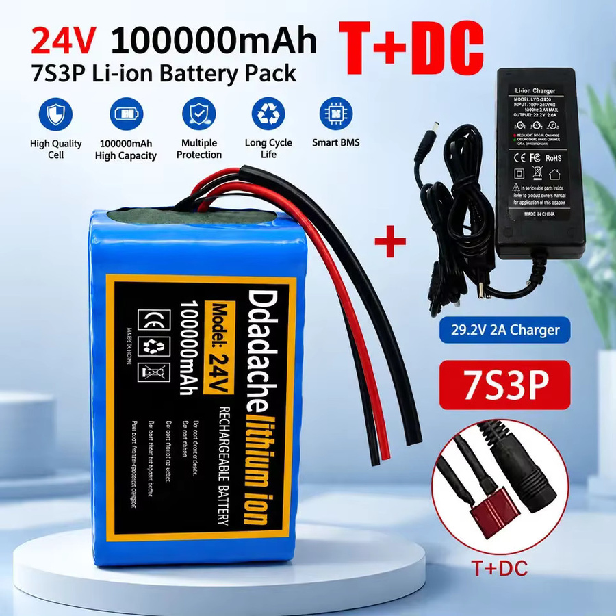 7S3P 24V 100000mAh Hochleistungs-Lithium-Akku-Pack in Blau für Elektrofahrräder und leichte Motorräder inklusive BMS und 29,4V 2A Ladegerät - Bild 6