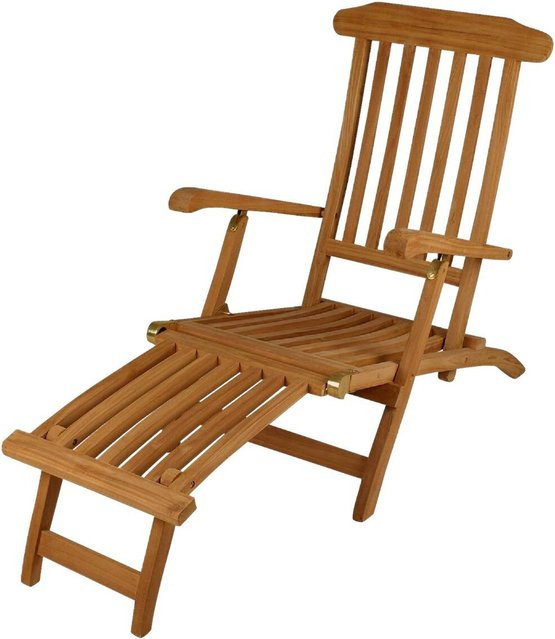 VCM Gartenliege Florentine aus Teakholz in Braun, B/H/L: 60 x 90 x 160 cm - Bild 1