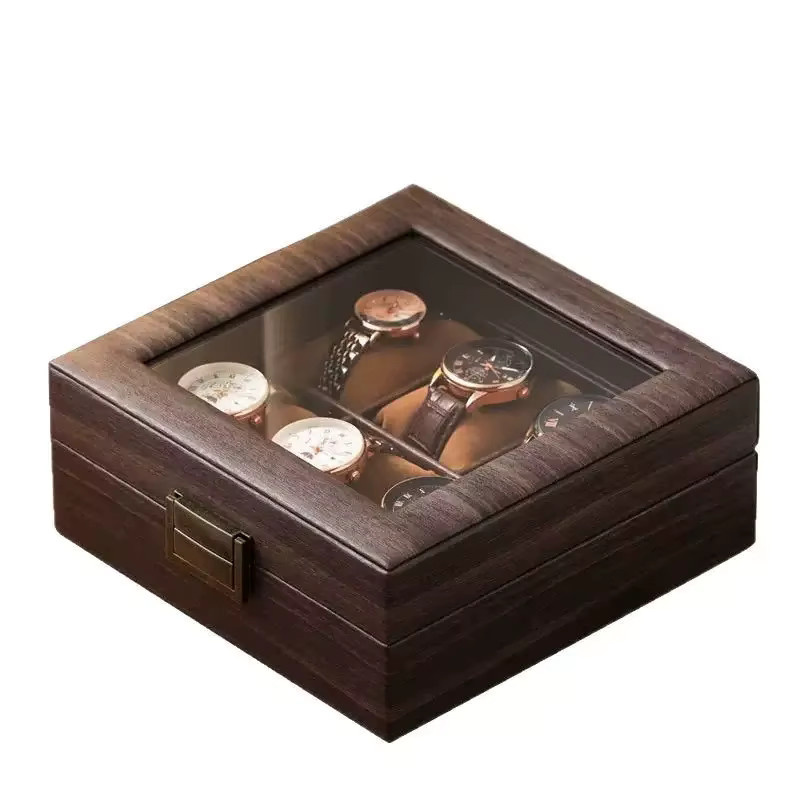 DOKW Uhren-Aufbewahrungsbox, Leder, Braun, 6 Uhren - Bild 6