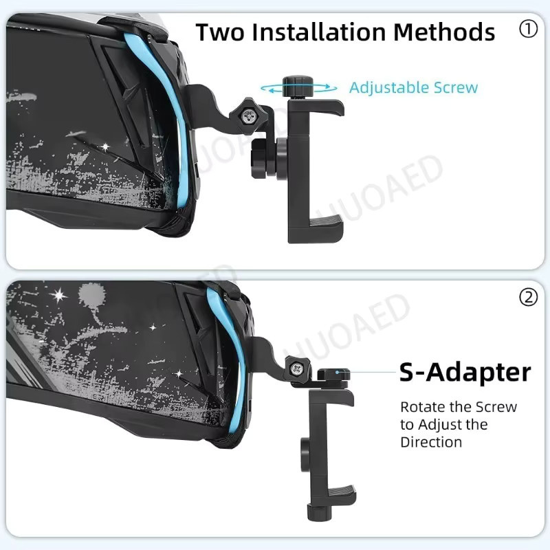 HUOAED 360-Grad-Kinnriemenhalterung für Motorradhelme mit Telefonclip in Orange, kompatibel mit iPhone, Samsung, LG, Pixel und Xiaomi Smartphones - Bild 4