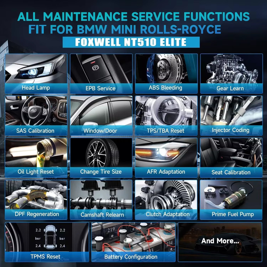 Foxwell NT510 Elite OBD2 Diagnose-Scanner für BMW in Schwarz mit ABS, SRS, DPF und TPMS Funktionen - Bild 3