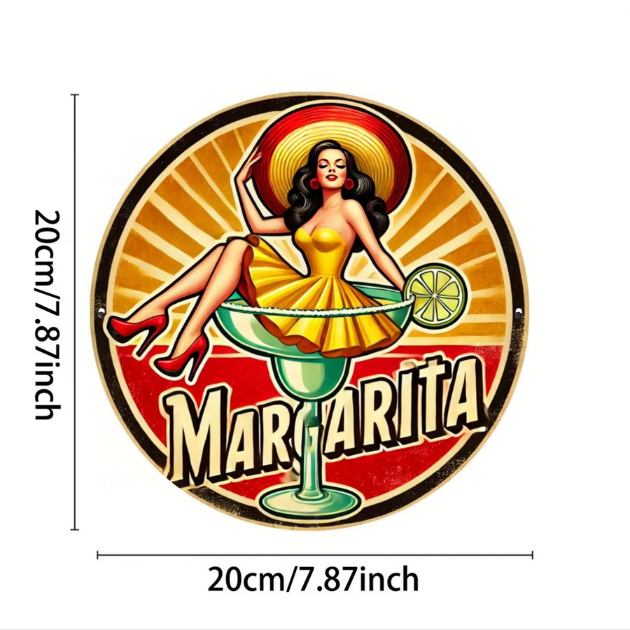 Retro Margarita Cocktail Aluminium Blechschild von Potdemiel als Vintage Wanddekoration in Multicolor und Schwarz - Bild 2
