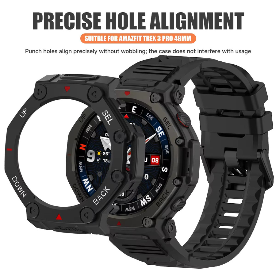 CHIICSMART Schutzhülle für Huami Amazfit T-Rex 3Pro 48 mm, Schwarz, Kunststoff, Silikon, Unisex - Bild 2