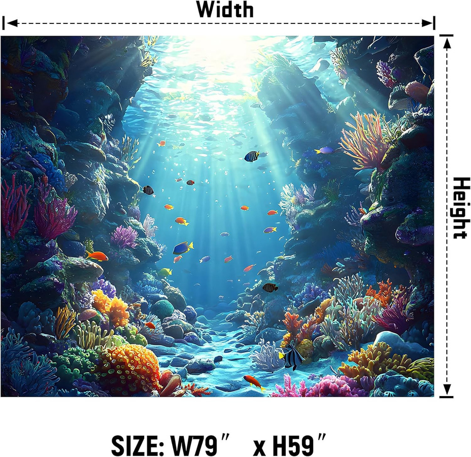 Unterwasserwelt Wandteppich von JMG Household Supplies mit tropischen Fischen und blauem Ozean, B/H: 70 x 100 cm - Bild 3