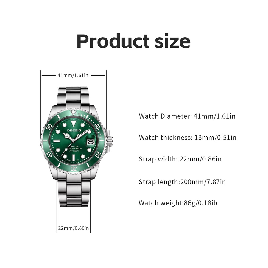 Deesio Automatik-Herrenuhr, Edelstahl, Saphirglas, 41 mm, Silber - Bild 3
