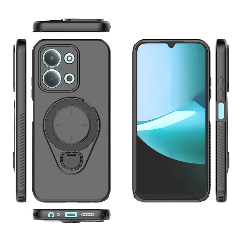 Xiaomi Redmi Note 15 15C Handyhülle aus Flüssigsilikon mit 360 Grad drehbarer Magnet-Halterung in Lila - Bild 2