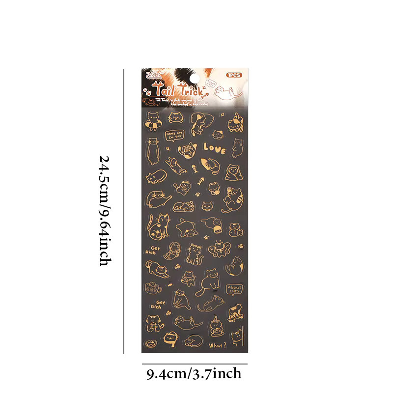 Mr.Paper Meow Fun Story Serie Flache Aufkleber mit Goldfolie, 4er-Pack Katzen-Dekor für DIY Journal, Scrapbook und Planer - Bild 6
