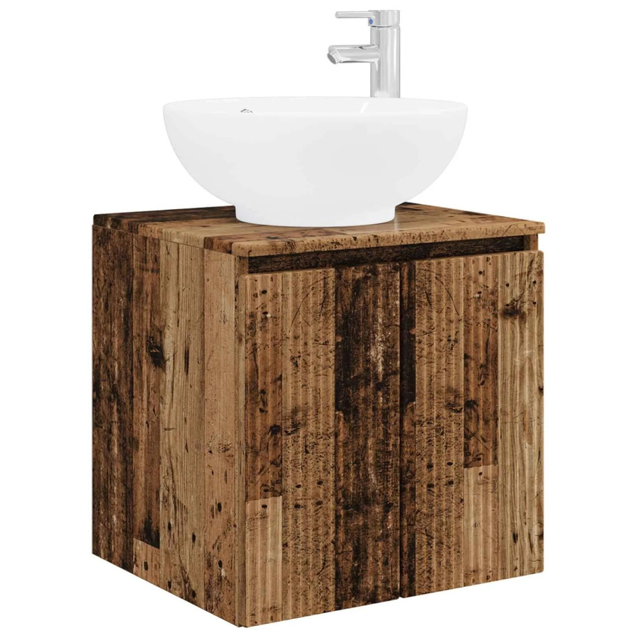 vidaXL Wandmontierter Waschtisch aus Altholz in Braun, B/T/H: 49,5 x 44,5 x 65 cm - Bild 2