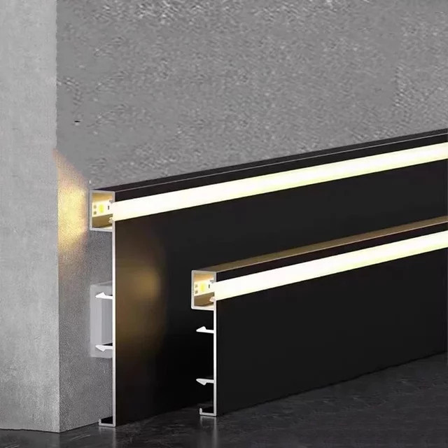 Khelse LED Aluminium Profil mit PC-Abdeckung für Hintergrundbeleuchtung, Schwarz, Länge: 1 m, Höhe: 78 mm - Bild 1