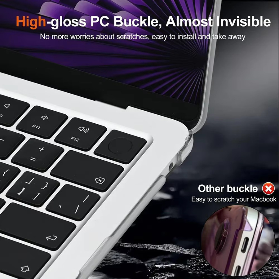 NMEGOU Mattklare Laptoptasche Transparent für MacBook Air 13,6 M4 15 M3 und MacBook Pro 13 M1 M2 14 M4 16 Frosted Cover Hülle - Bild 2