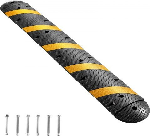 VEVOR Kabelbrücke 2-Kanal aus Gummi in Schwarz-Gelb, 183 cm Länge, Überfahrschutz mit 9979 kg Tragfähigkeit und Dehnschrauben für Asphalt, Beton und Schotter - Bild 1