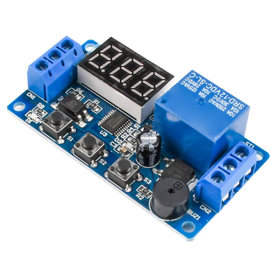 Aideepen DC 12V Trigger-Zeitverzögerungsschalter mit Buzzer, LED-Anzeige und 3-Tasten-Bedienung, blaues Optokoppler-isoliertes Zeitverzögerungsrelais - Bild 2