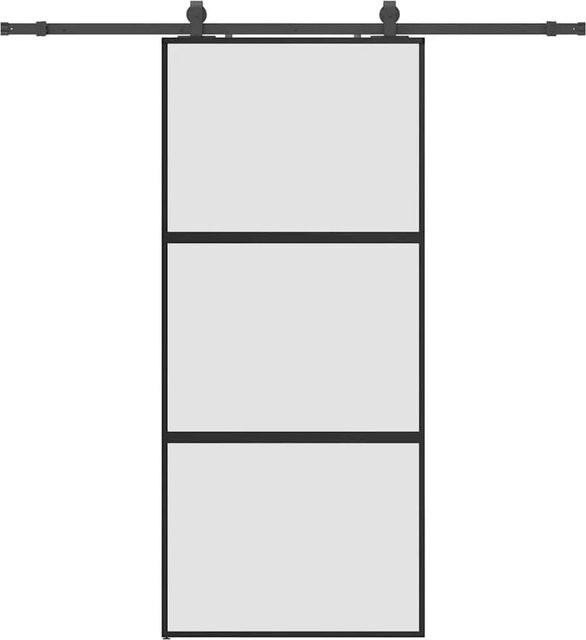 vidaXL Schiebetür aus Hartglas in Schwarz mit Beschlag, B: 90 cm, H: 205 cm - Bild 1