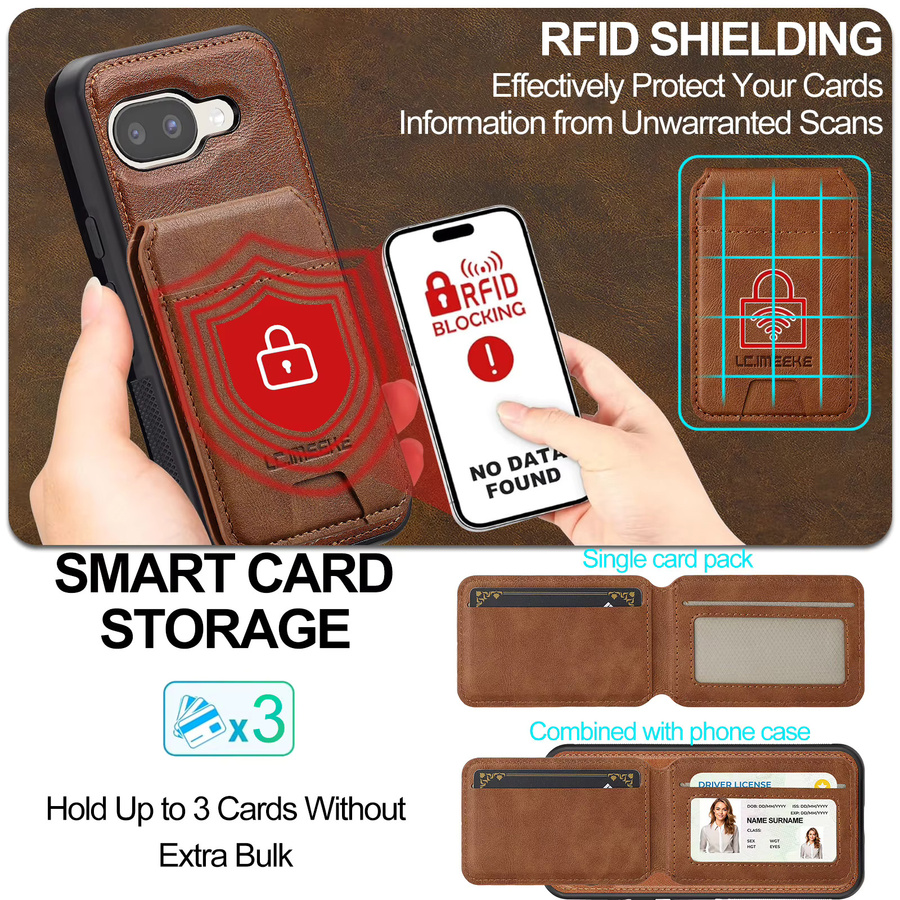 2-in-1 Leder-Brieftasche mit abnehmbarem Kartenfach als Schutzhülle für Google Pixel 10 9 Pro XL 8 7 in Braun - Bild 3