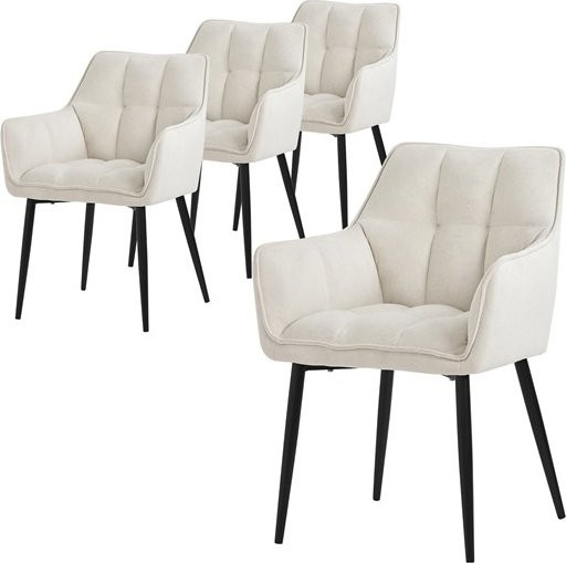 ML-Design Esszimmerstuhl 4er Set aus Frotteestoff in Creme mit Metallgestell - Bild 1