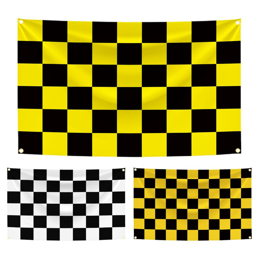 Karoflagge JMG Household Supplies Schwarz-Gelb Karierter Wandteppich aus Polyester mit Digitaldruck, Breite: 90 cm, Höhe: 150 cm - Bild 3