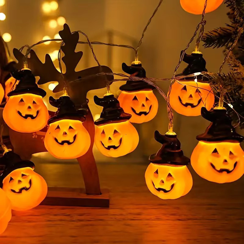 Halloween Kürbis Hut mit LED Lichterkette in Orange und Warmweiß für Indoor und Outdoor Dekoration - Bild 5