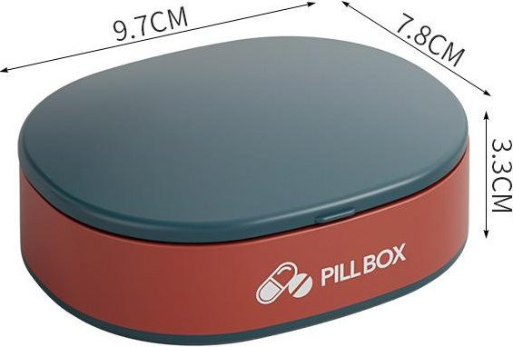 MENGN Top Tragbare Pillendose mit mehreren Fächern, wasserdicht und versiegelt, Blau, B/T/H: 9,7 x 7,8 x 3,3 cm - Bild 1