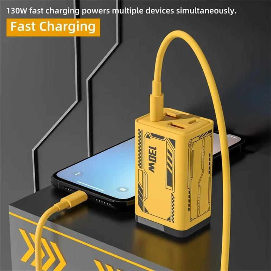 130 W USB Typ C Ladegerät mit 4 Ports, QC3.0 und USB PD Schnellladegerät, Reise Wandadapter für iPhone, Samsung und Xiaomi - Bild 3