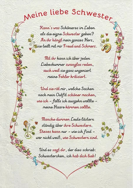 Moderne Wandauszeichnung für die Schwester mit floralem Herz-Design und Typografie in Mehrfarbig - Bild 1