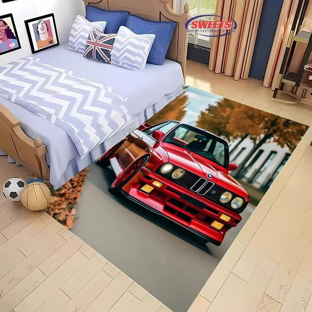 AISILK MOON 3D-Druck Rennwagen Teppich, rutschfest und weich, B/T: 60 x 40 cm, mehrfarbig - Bild 1