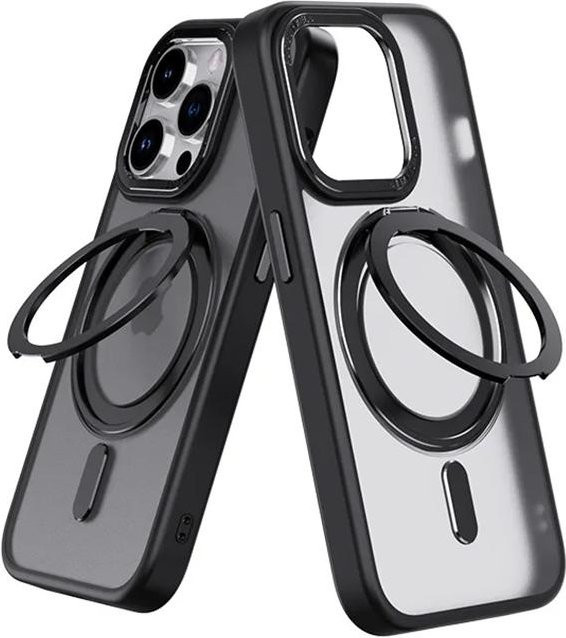 Magnetische 360 Grad Drehhalterung Handyhülle für Apple iPhone 11 12 13 14 15 Pro Max Plus mit kabelloser Ladefunktion und Ring in Transparent - Bild 1